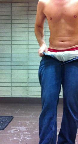 Getting dressed in the gym locker room