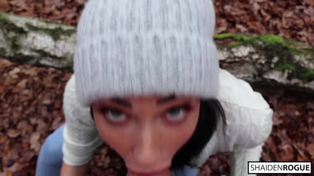 Freckled Teen SUCKS & SWALLOWS in the Woods - Shaiden Rogue
