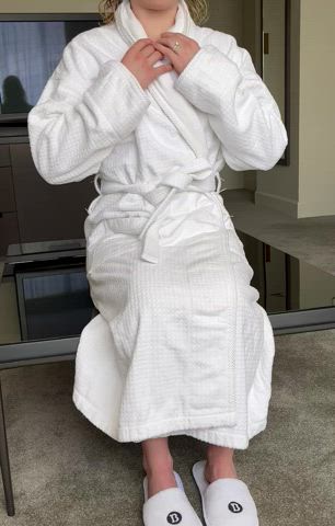A little shy under the hotel robe