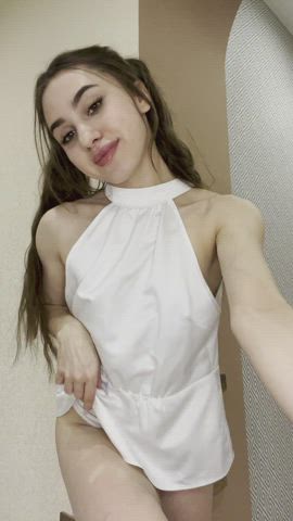 pigtails tease tits gif