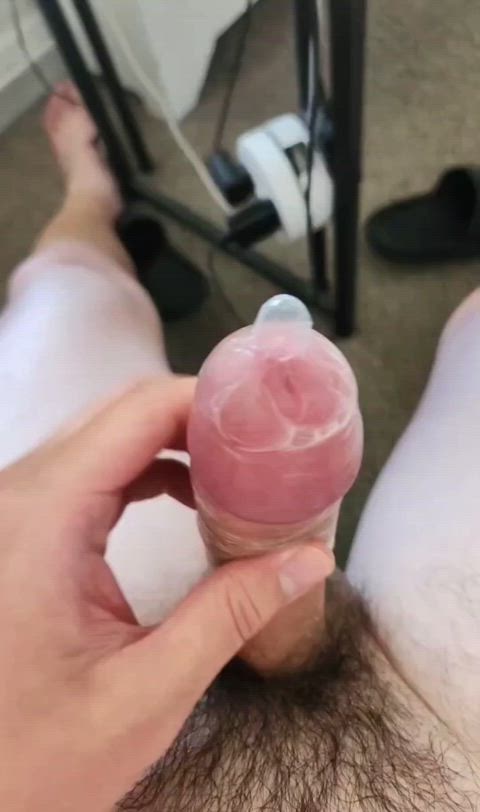 condom cumshot male masturbation gif