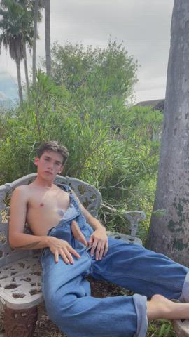 Farm boy jerking off outside
