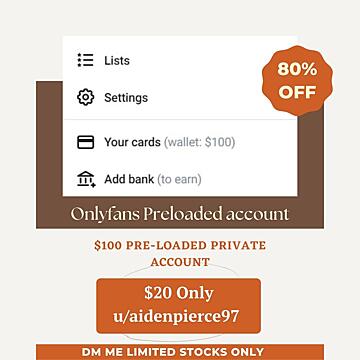 80% off Onlyfans loaded account for Sale, HMU. $100 credits for just $20