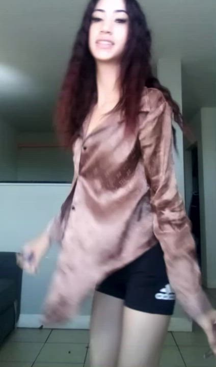 Clothed Latina Tongue Fetish gif
