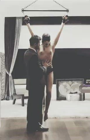 bdsm blindfolded rubbing gif