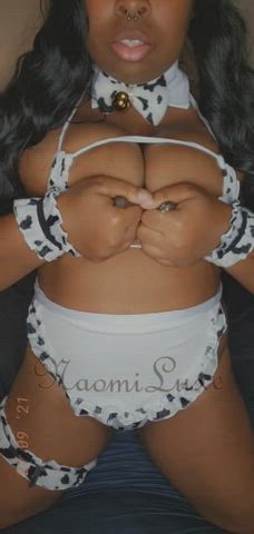 Cowgirl Ebony Lactating Milking gif