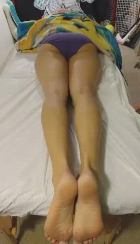 ass clothed feet foot fetish homemade legs panties wife gif