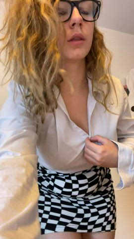 glasses secretary skirt gif