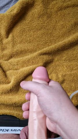 A fake dick with some fake cum