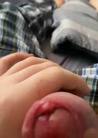 Foreskin Masturbating Precum gif