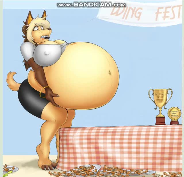 Too Many Hot Wings!! Belly Inflation Animation