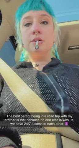 On a road trip with sis.