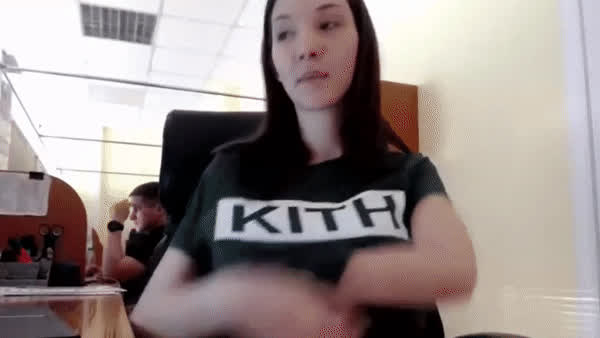 Big Tits Brunette Public Strip gif