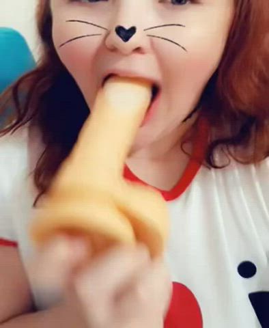blowjob chubby dildo oral gif