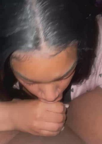 Amateur BBW Ebony Sloppy Sucking gif
