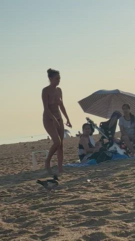 beach exhibitionist small tits voyeur gif