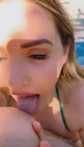 big tits lesbian mia malkova pool sucking tits gif