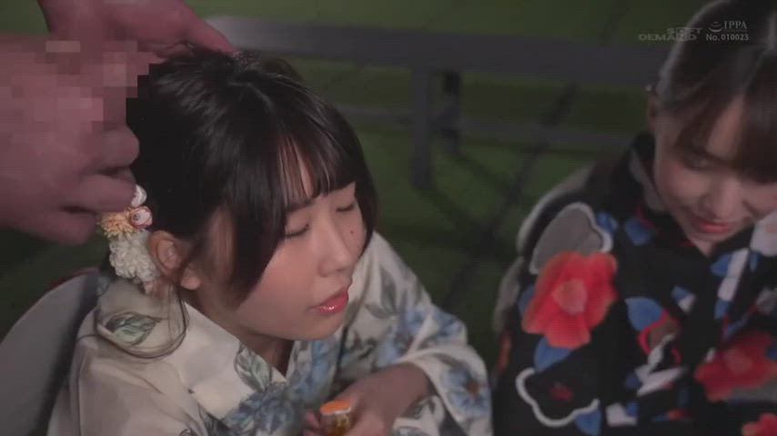 asian bukkake cum cumshot facial jav japanese jav model kimono gif