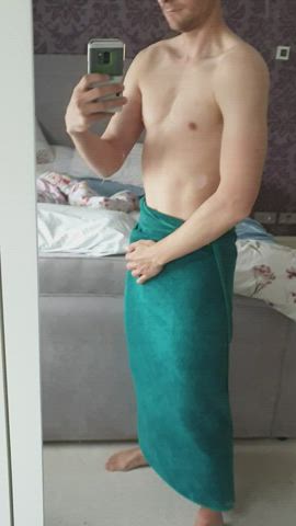 I wish it was you who was slowly removing my towel, then bending over in front of