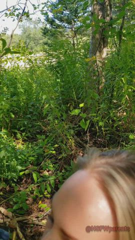 Swallowing his cum on the trail at a local park
