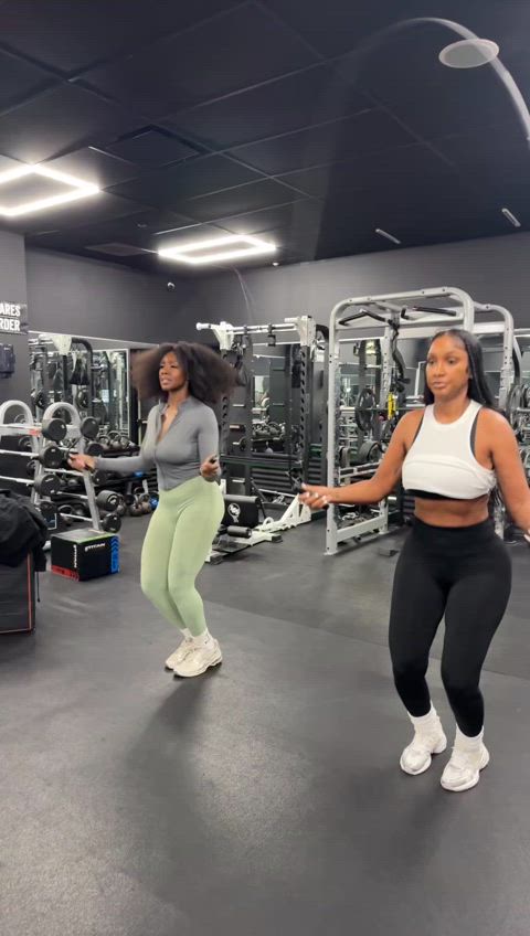 ass black bouncing bouncing tits double teamed gym gif