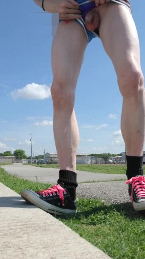 cock exhibitionism exhibitionist outdoor piercing public gif