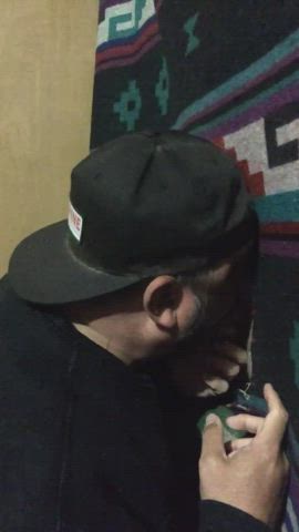 bear cock worship daddy glory hole milking sucking gif