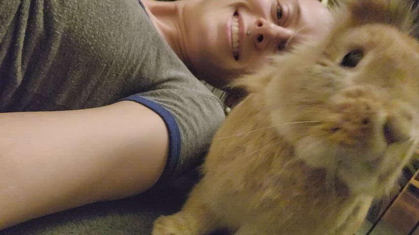 Just hanging out with Mr. Bun! and of course some boobs for good measure....this