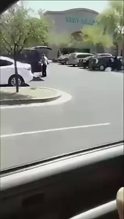 Deepthroating a dildo in a public parking lot