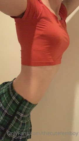 ass balls cock femboy petite sissy skirt trans upskirt gif
