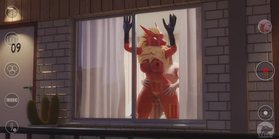Animation Big Ass Big Tits Doggystyle Hotel Sex Size Difference Standing Doggy gif