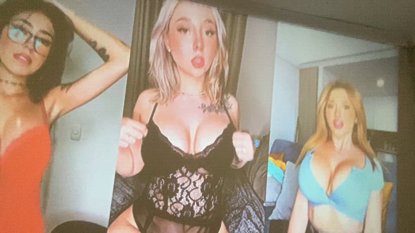 big tits bouncing tits split screen porn gif