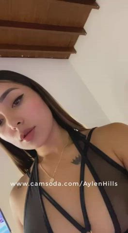 amateur camsoda camgirl latina lingerie nipple piercing small tits tease webcam gif