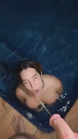 domination golden shower hardcore outdoor pee piss pool submissive watersports gif