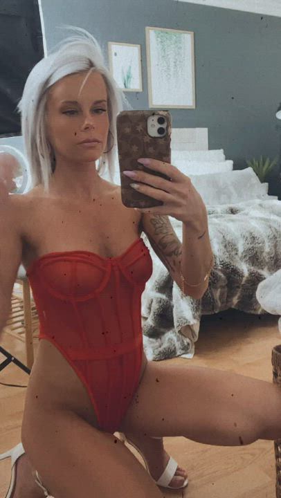 Blonde High Heels Lingerie Model OnlyFans gif