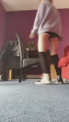 bubble butt cute fetish knee high socks legs sneakers tease gif