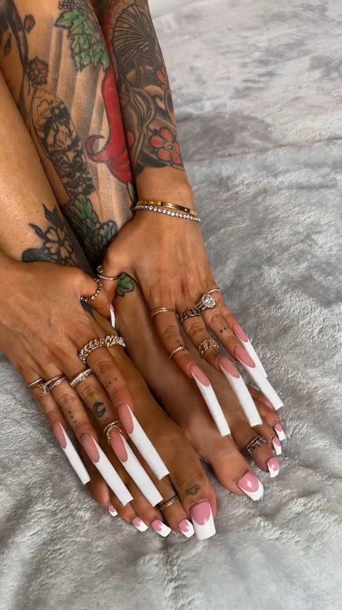 Long French nails and toe nails final boss