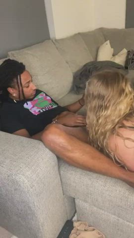 bbc blonde cuckold humiliation husband interracial white girl gif