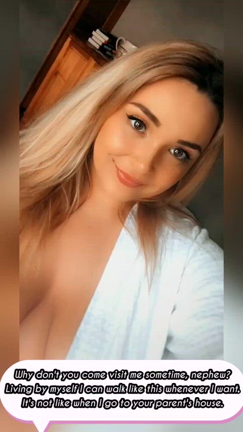 aunt aunty big tits boobs caption huge tits milf natural tits nephew seducing captions