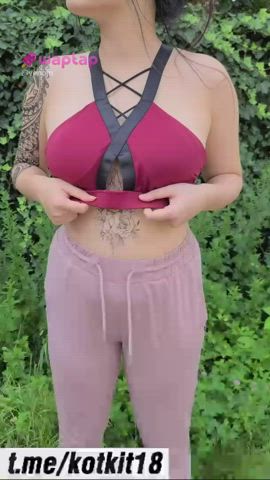 boobs flashing nsfw public gif