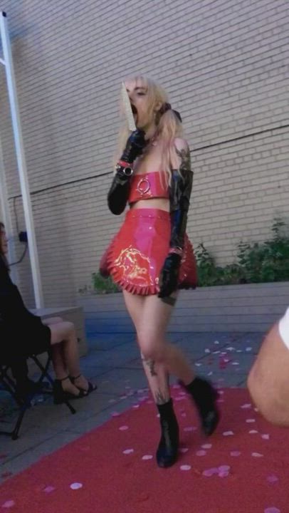Blonde Goth Model Pale Tattoo gif