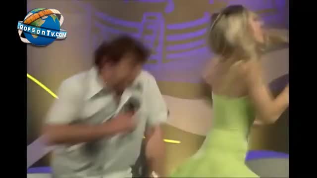 Oops on TV - watch your skirt!