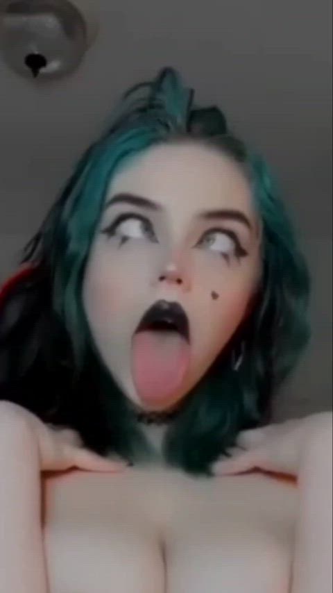 ahegao alt amateur babe cute facial expression goth homemade teen tongue fetish gif