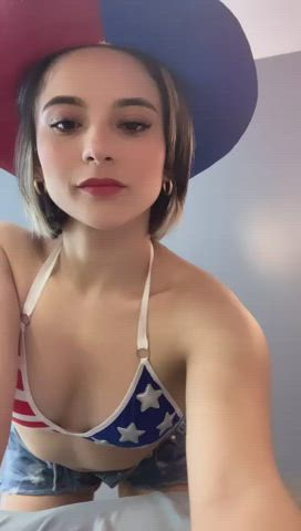 Barely Legal Bikini Cosplay Costume Cowgirl Jean Shorts Petite Short Hair Teen gif