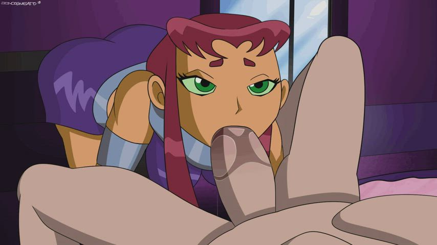 animation blowjob cartoon clothed deepthroat hentai rule34 superheroine teen gif