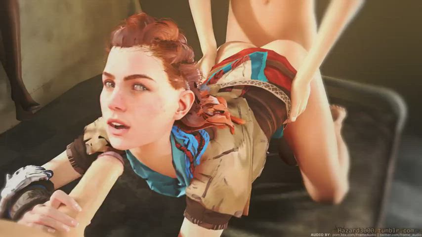 Animation Doggystyle Licking Redhead Spitroast Threesome gif