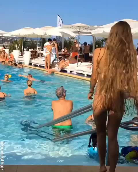 Playful pool girl