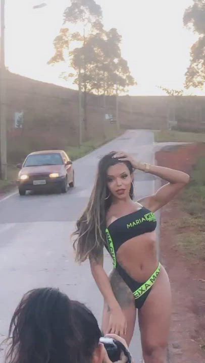 Clothed Model Public Trans gif