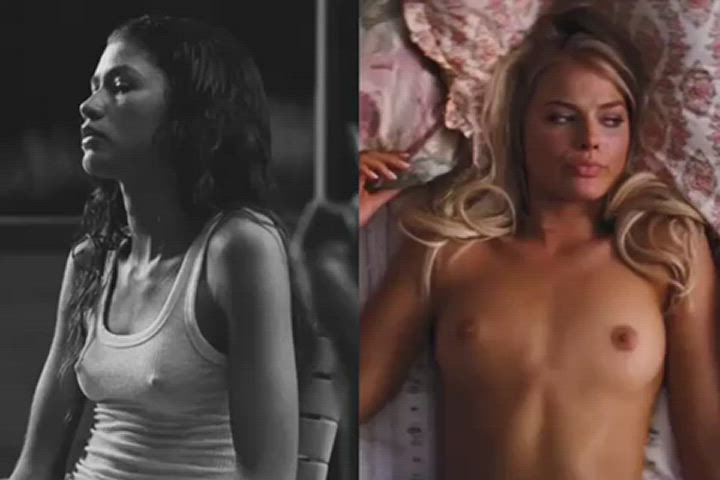 Blonde Ebony Erect Nipples Jiggling Margot Robbie Nipple Nipples Nudity Pokies Shaking