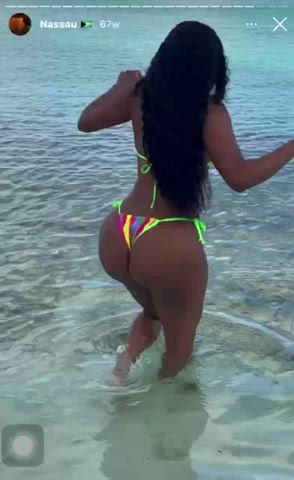 Beach Big Ass Bubble Butt Ebony Shaved Pussy Thong Porn GIF by purrr_